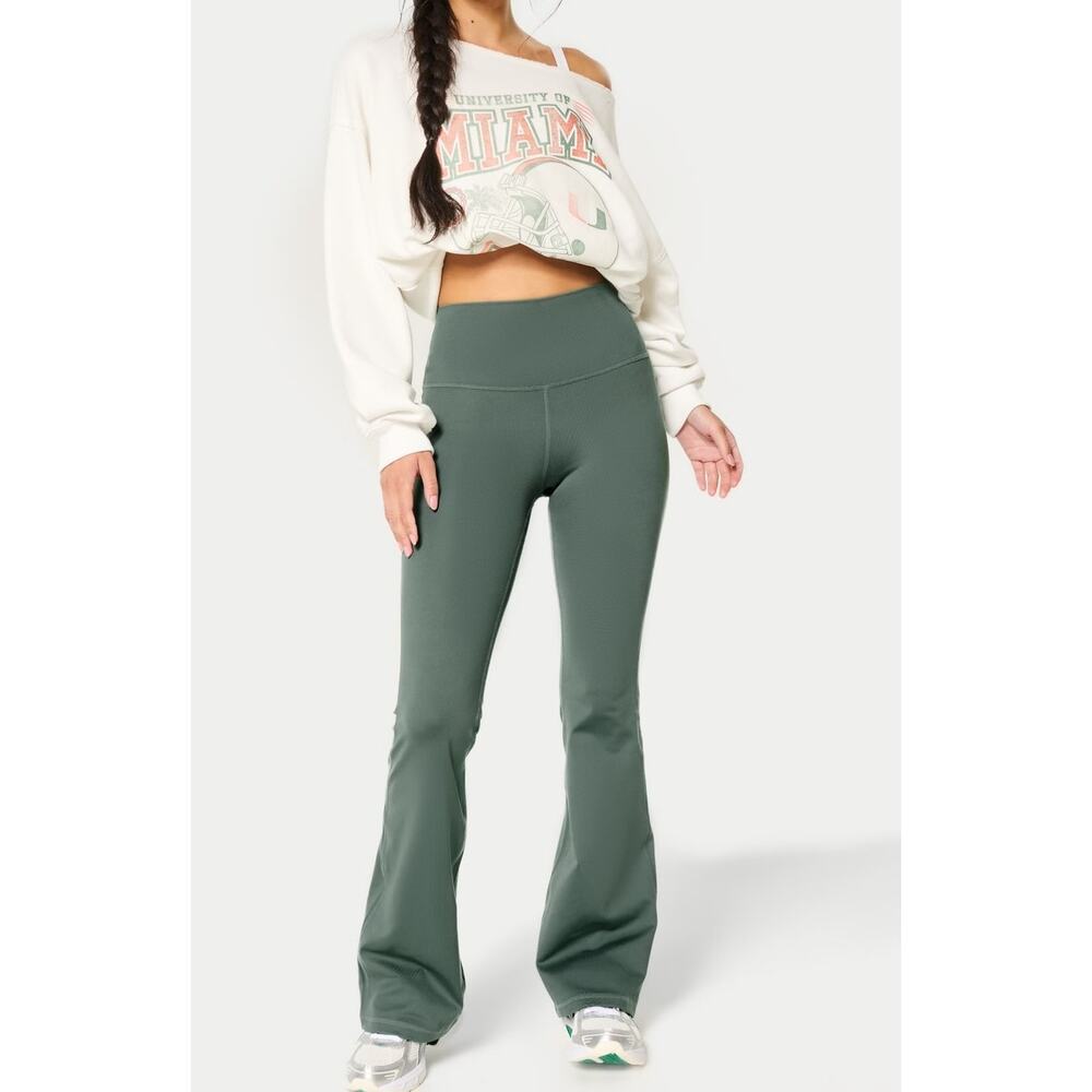 Gilly Hicks Hollister High Rise Flare Pants Leggings Light Green XXS